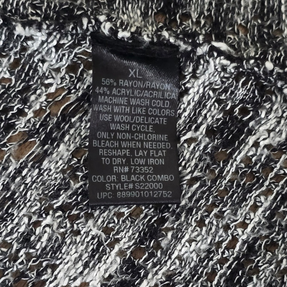 United States Sweaters Womens XL Black White Marled Open‎ Front Cardigan - Picture 4 of 6